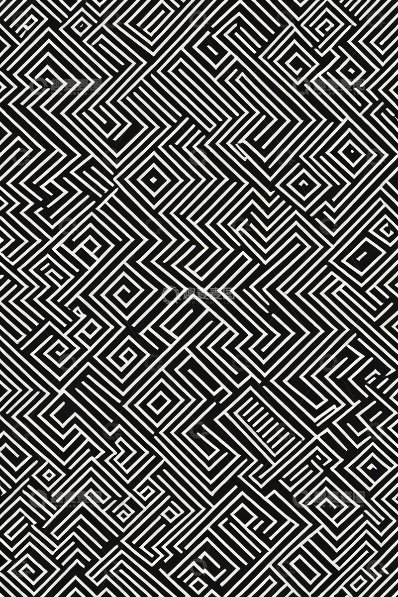 高清大图下载【趣麦麦图】黑白几何线条循环图案背景