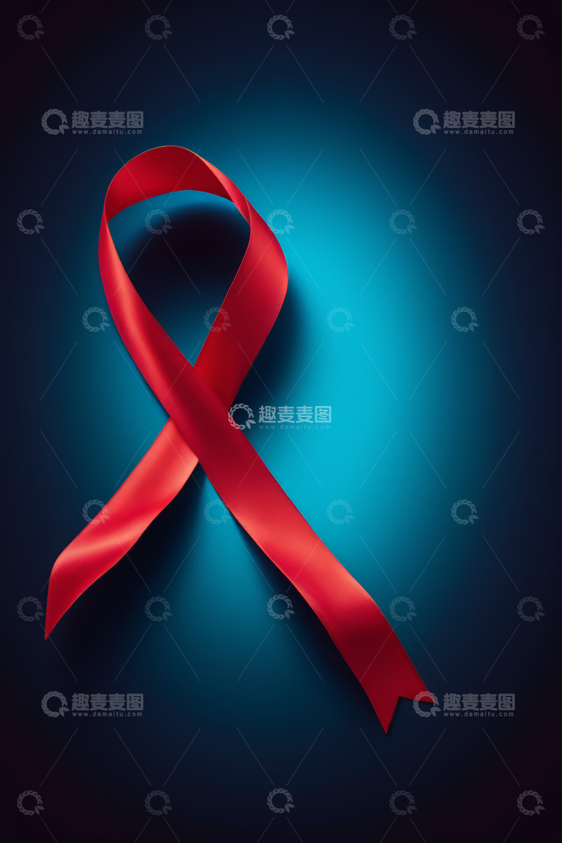 高清大图下载【趣麦麦图】红色丝带艾滋病防治宣传素材