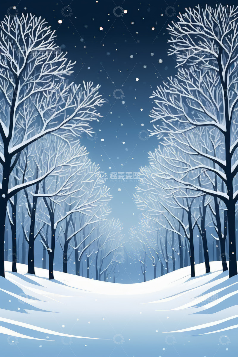 高清大图下载【趣麦麦图】冬季雪天林间雪景