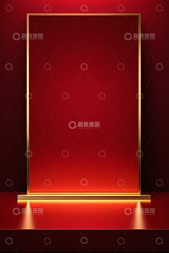 红色背景金色边框展示台