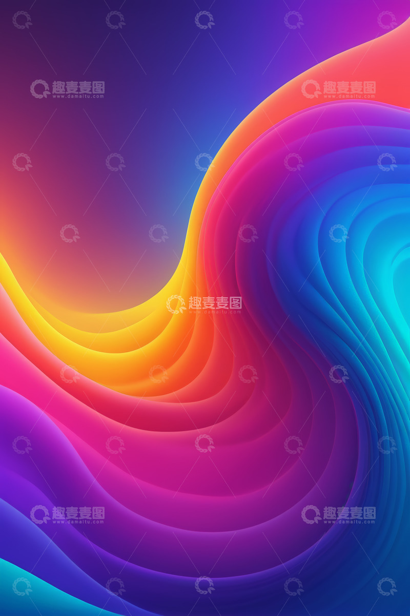 高清大图下载【趣麦麦图】多彩渐变波浪背景设计素材