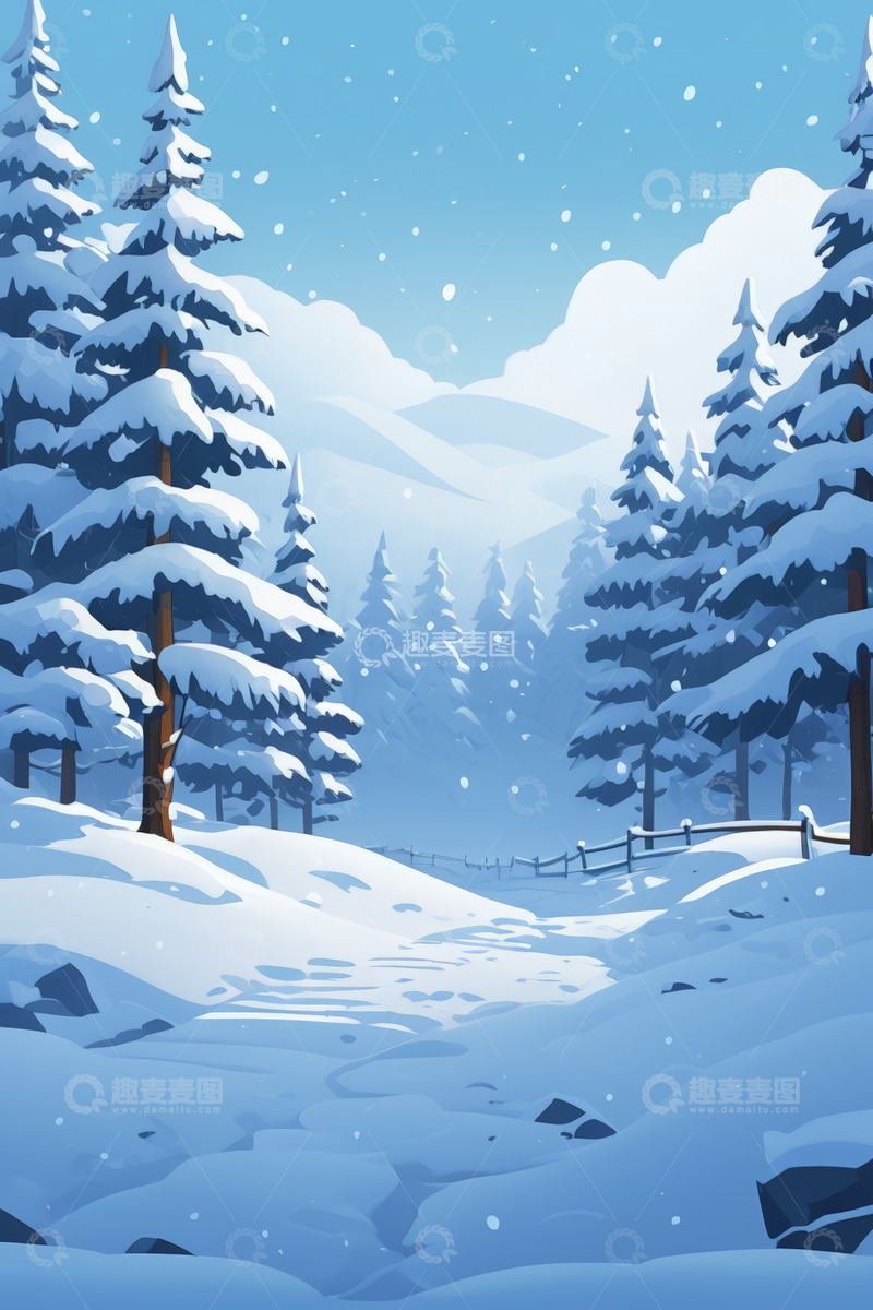 高清大图下载【趣麦麦图】冬日雪景森林风景