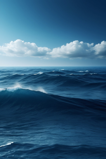 广阔海洋上的翻滚波浪