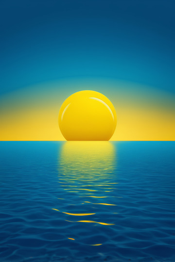 海面上升起的金色太阳