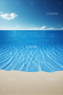 蓝色海洋与沙滩风景