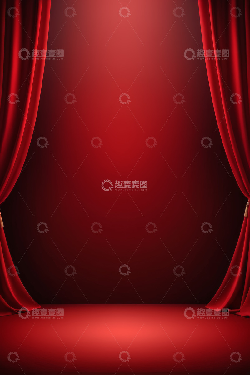 高清大图下载【趣麦麦图】红色幕布舞台背景