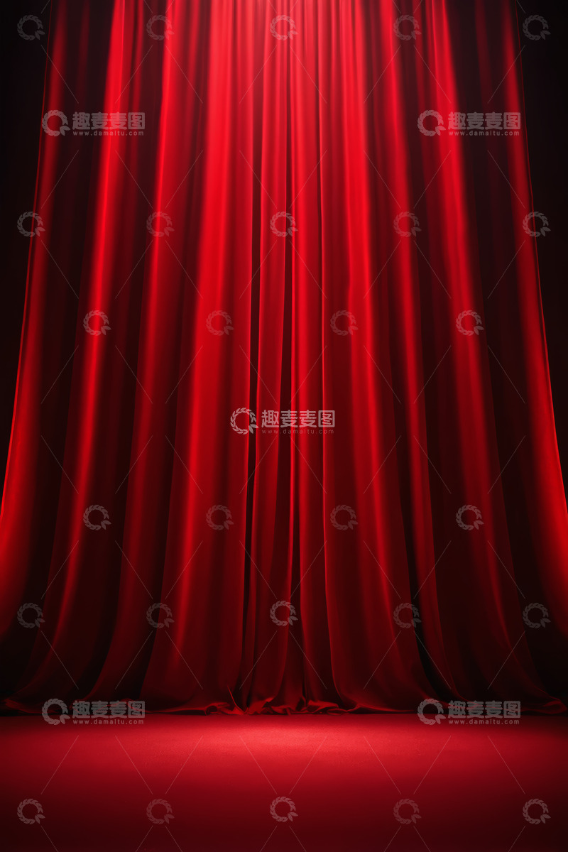 高清大图下载【趣麦麦图】红色舞台幕布场景素材