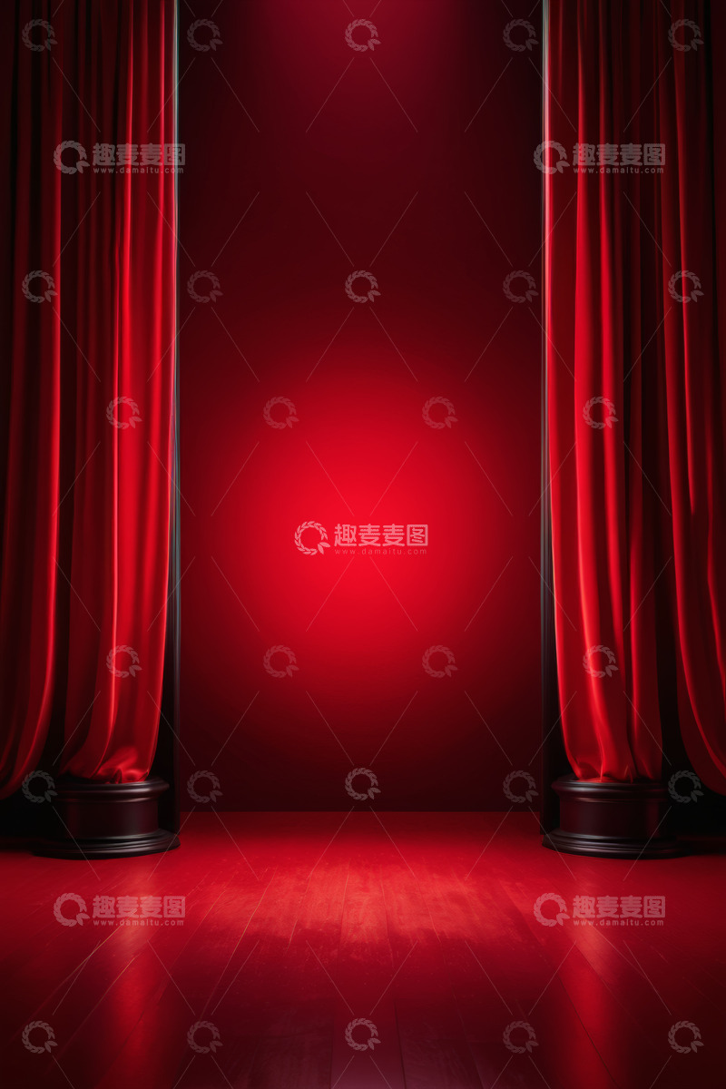 高清大图下载【趣麦麦图】红色舞台幕布场景