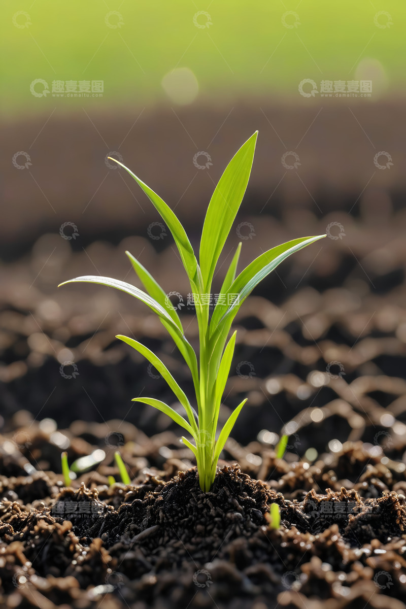 高清大图下载【趣麦麦图】破土而出的绿色幼苗