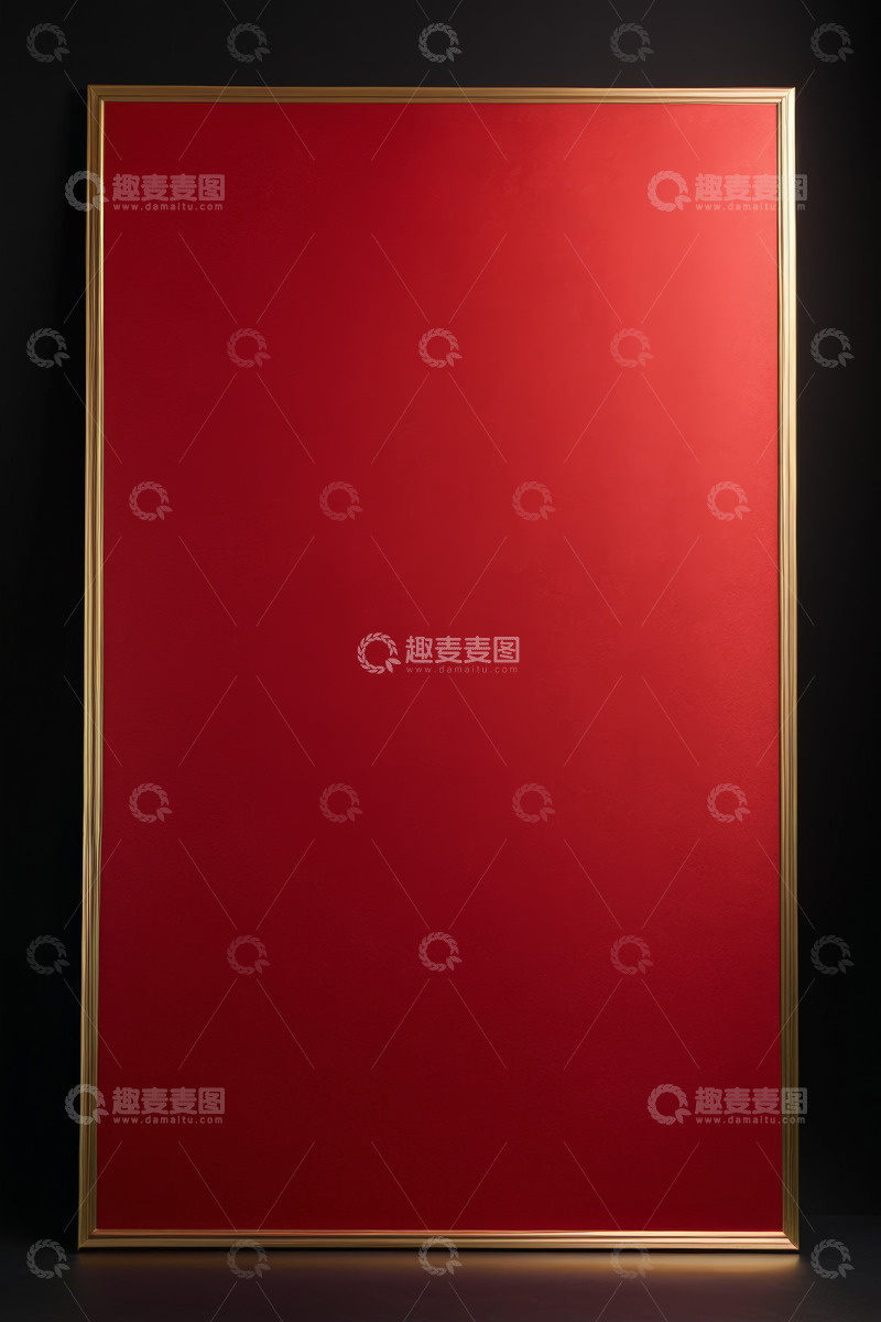 高清大图下载【趣麦麦图】红色背景金色框架装饰画面