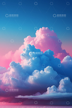 梦幻粉蓝渐变天空云朵