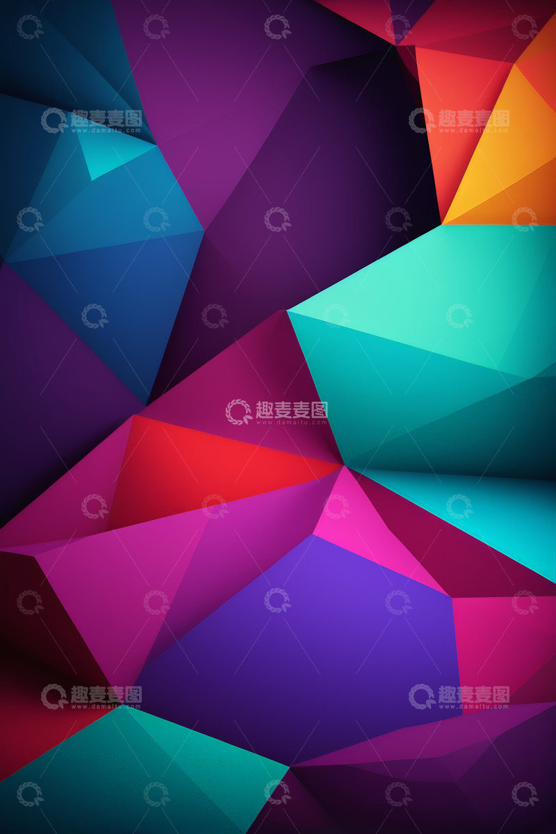 高清大图下载【趣麦麦图】多彩多边形几何背景