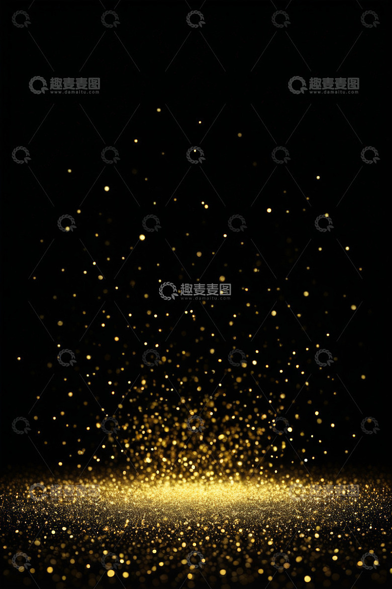 黑色背景金色粒子悬浮画面