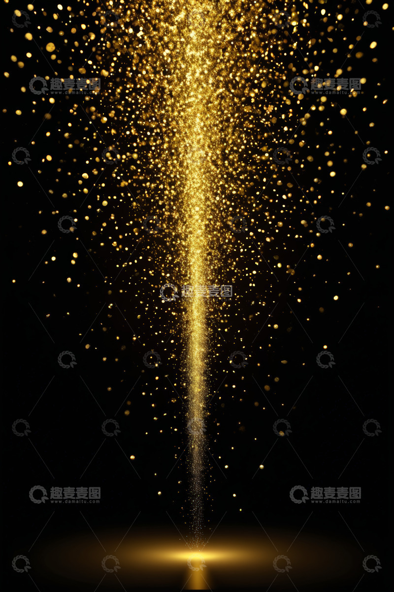 高清大图下载【趣麦麦图】黑色背景金色粒子光线效果