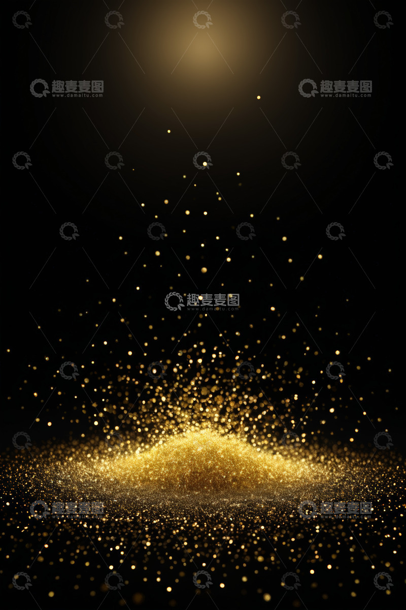 高清大图下载【趣麦麦图】黑色背景下金色粒子汇聚画面
