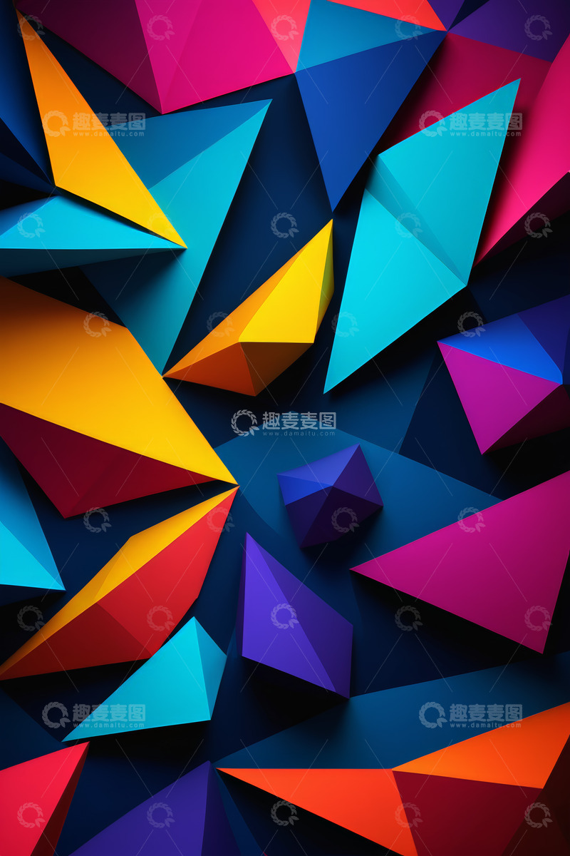 高清大图下载【趣麦麦图】多彩多边形抽象背景