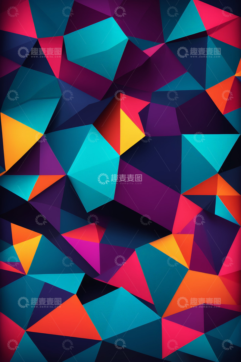 高清大图下载【趣麦麦图】多彩几何多边形背景素材