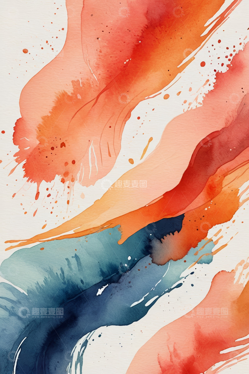 高清大图下载【趣麦麦图】抽象水彩笔触艺术图案