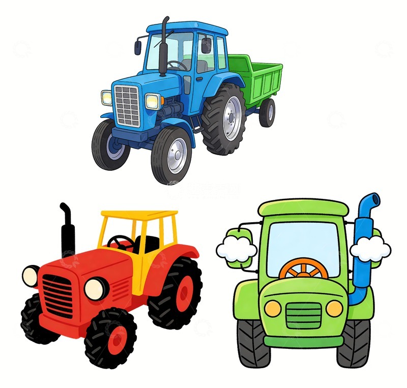 高清大图下载【趣麦麦图】一台卡通拖拉机