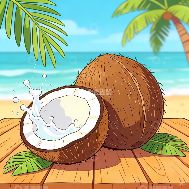 高清大图下载【趣麦麦图】海南椰子卡通