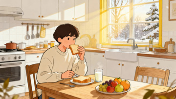 温馨厨房早餐插画