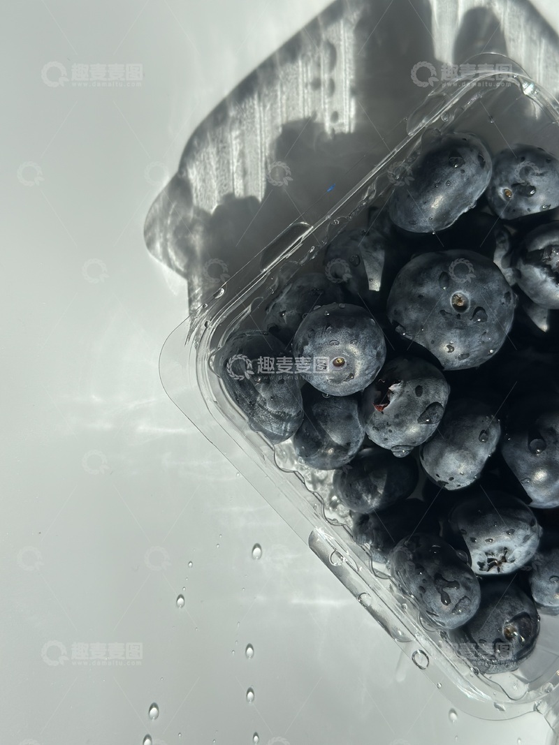 高清大图下载【趣麦麦图】透明盒蓝莓特写摄影