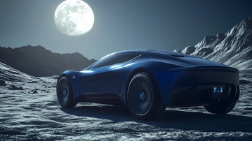 未来科技感跑车荒野夜景