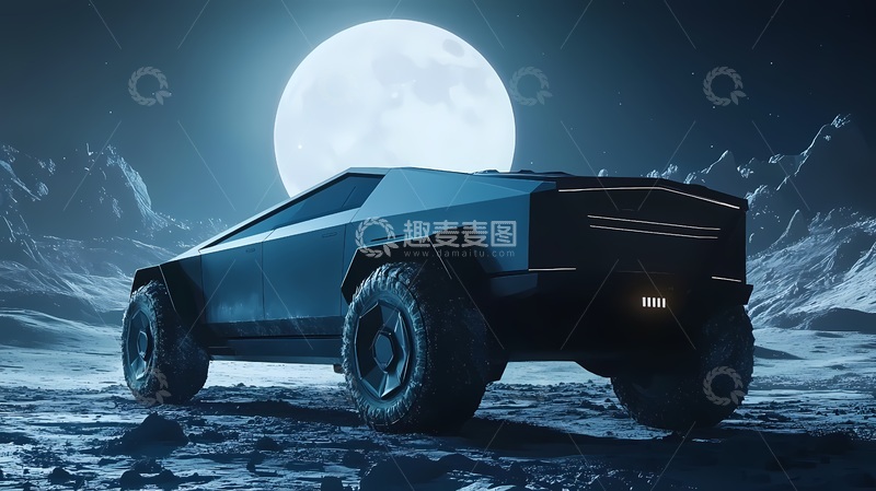 高清大图下载【趣麦麦图】未来感越野车科幻场景图