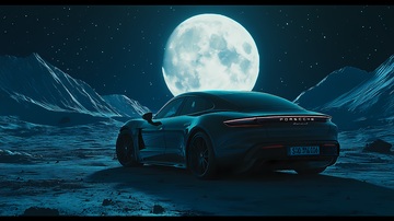 月光跑车夜景科技风