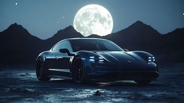 月光跑车夜景摄影