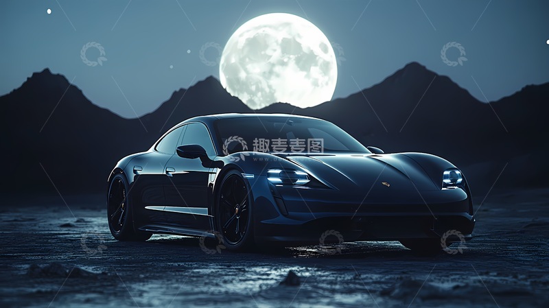 高清大图下载【趣麦麦图】月光跑车夜景摄影