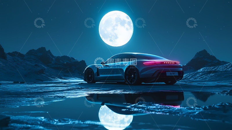 高清大图下载【趣麦麦图】月光下电动车美景