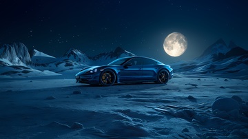 夜空赛车雪山美景