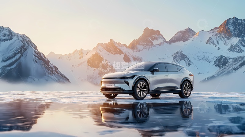 高清大图下载【趣麦麦图】雪山未来感汽车宣传图