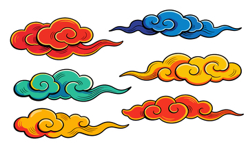 彩色云纹图案矢量素材