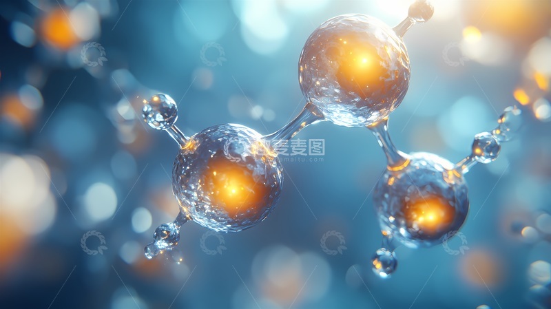 高清大图下载【趣麦麦图】科技风分子结构渲染图