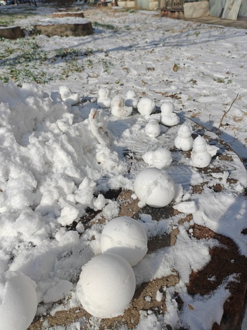 冬日雪地雪球堆
