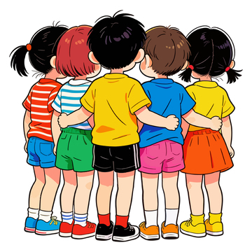 卡通儿童团结友情插画