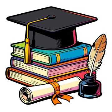 毕业元素卡通插画设计素材