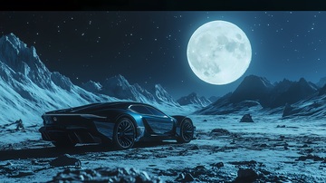 未来科技感跑车夜景摄影