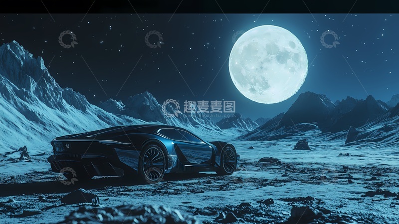 高清大图下载【趣麦麦图】未来科技感跑车夜景摄影