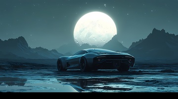 月光跑车科幻场景