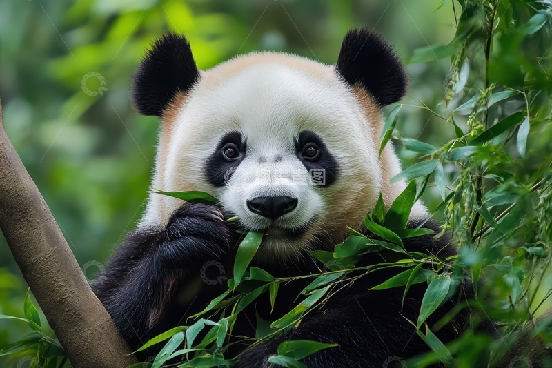 高清大图下载【趣麦麦图】吃竹子的可爱大熊猫