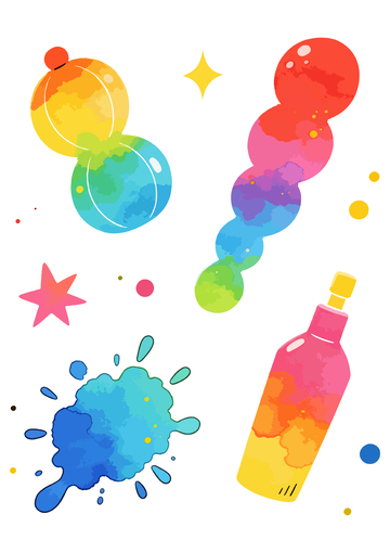 彩色泡泡瓶喷溅插画