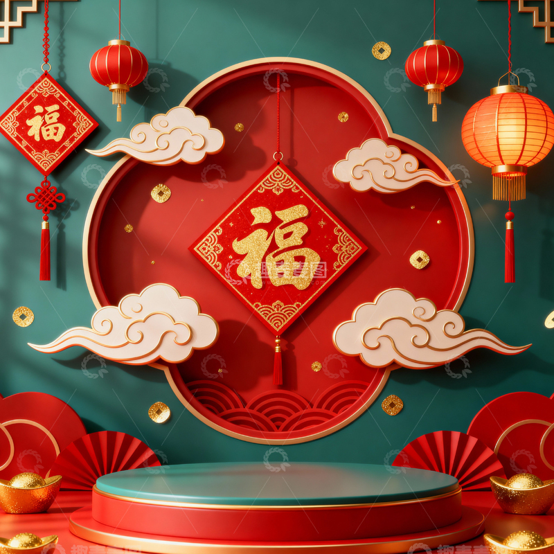 高清大图下载【趣麦麦图】新年元旦春节背景_方屏002