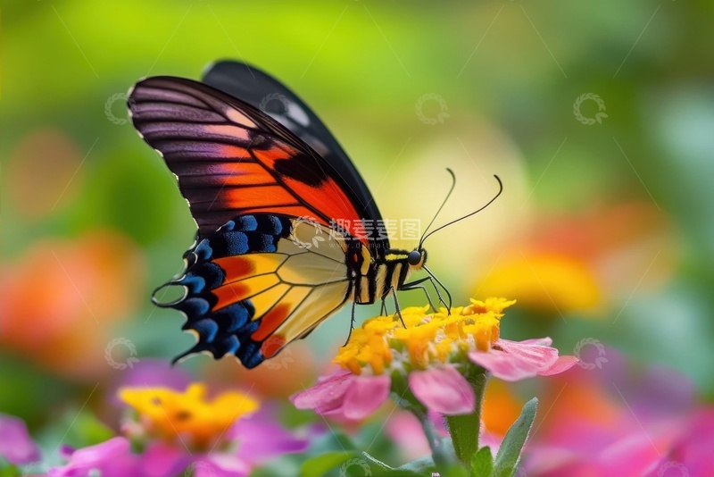 高清大图下载【趣麦麦图】花朵上的一只蝴蝶