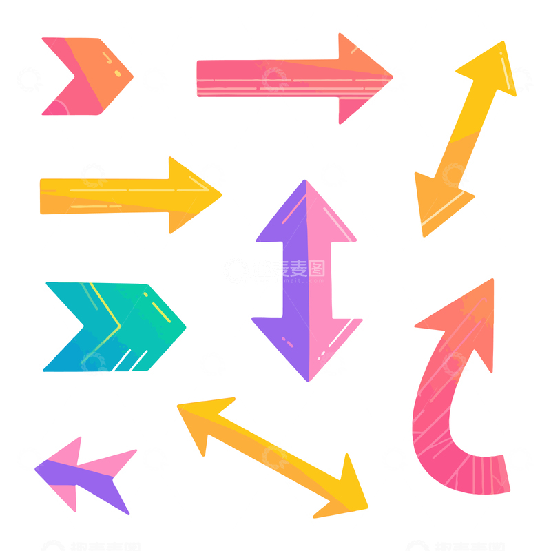 源文件下载【趣麦麦图】多彩箭头设计元素