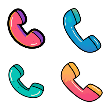 多彩手绘电话图标设计元素