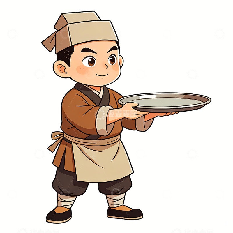 高清大图下载【趣麦麦图】端盘子的店小二