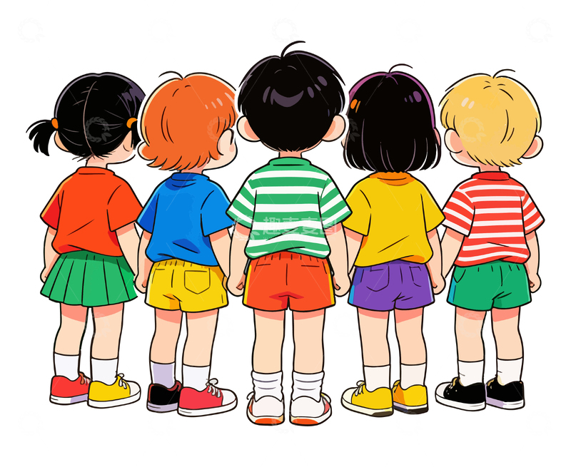 源文件下载【趣麦麦图】儿童背影卡通插画素材